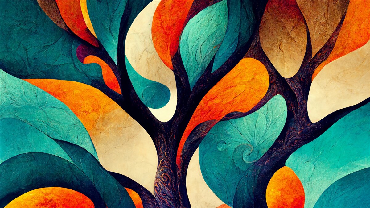 Fototapet abstractizare a unui copac de toamnă pe un câmp