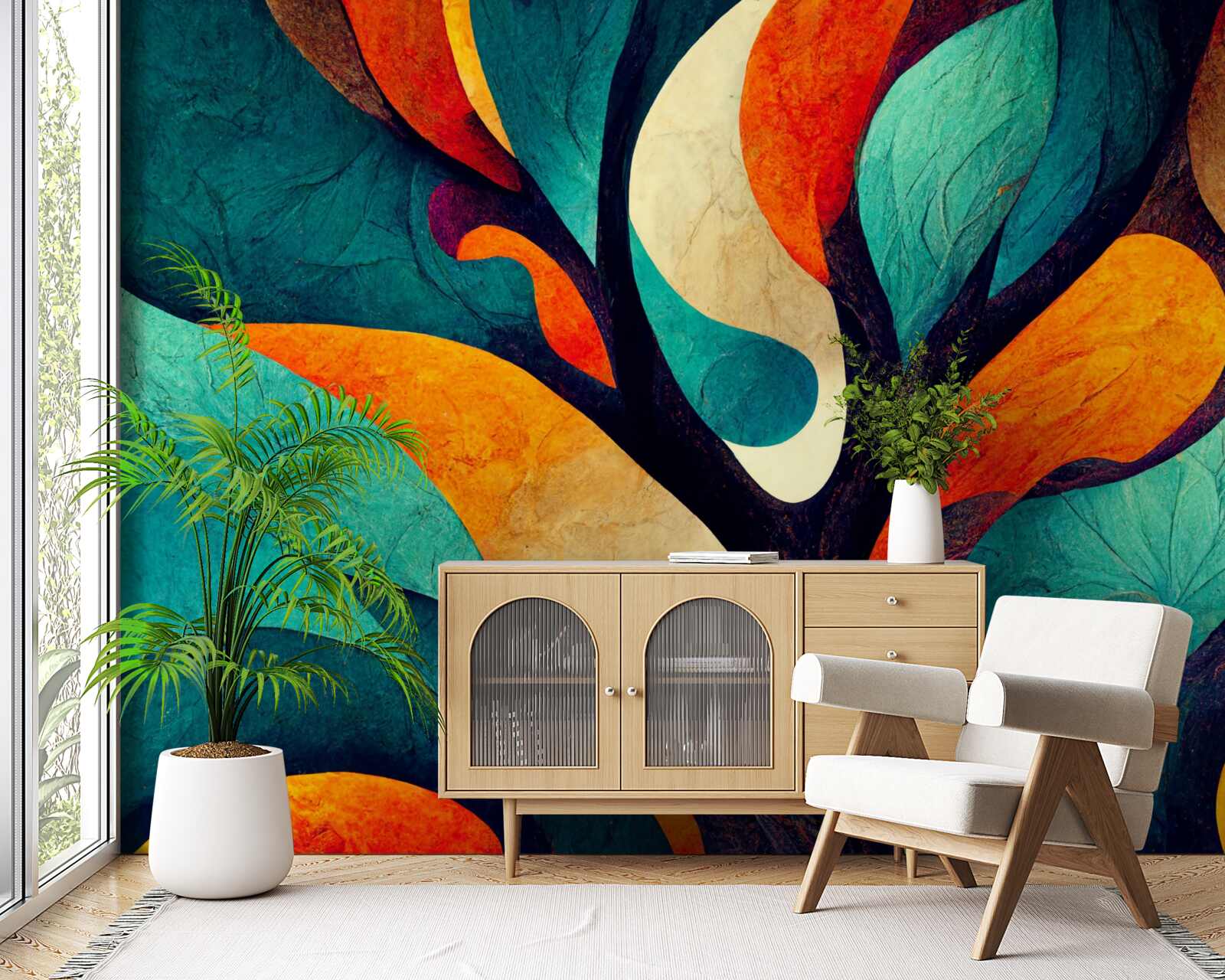 Fototapet abstractizare a unui copac de toamnă pe un câmp