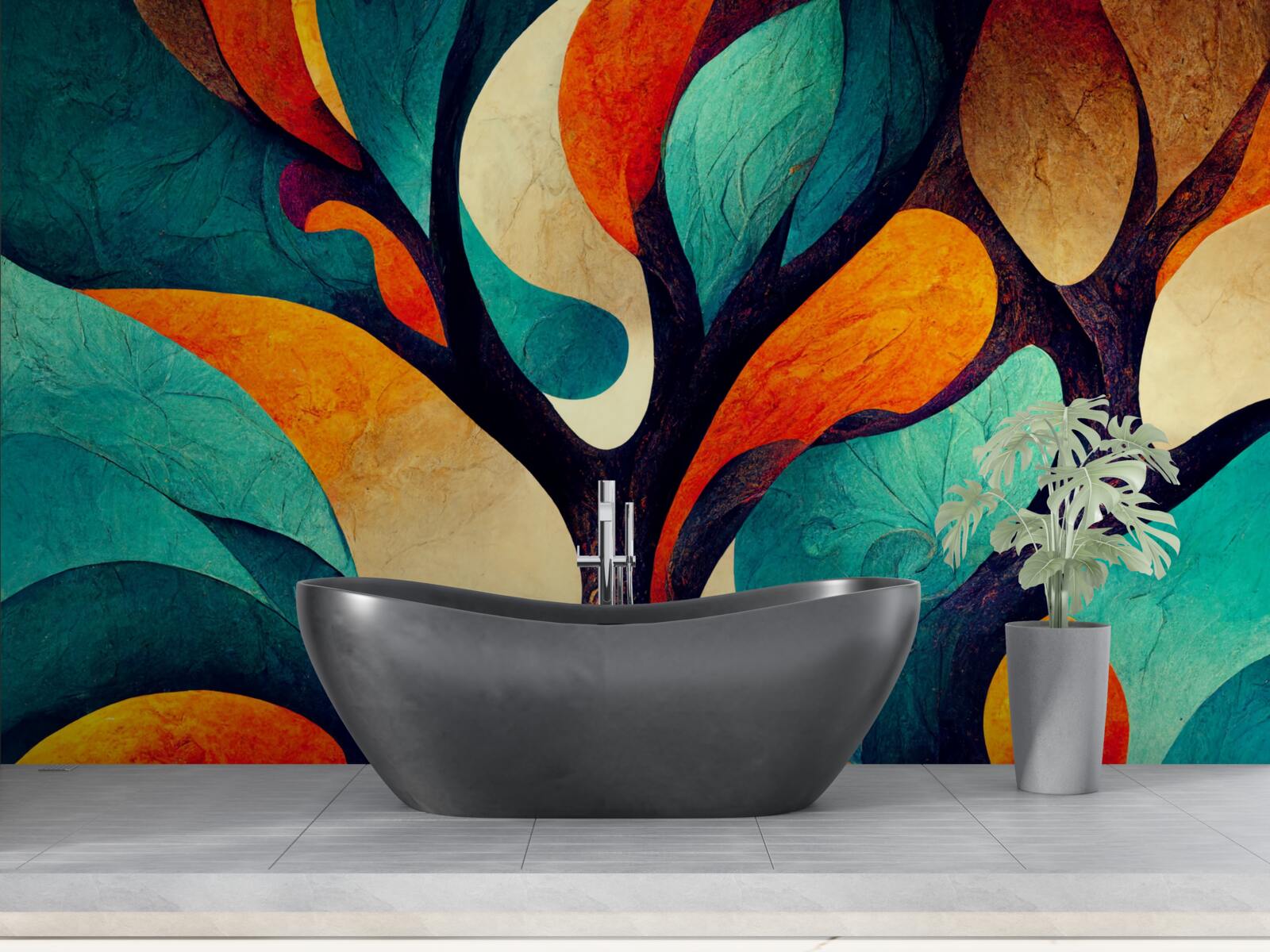 Fototapet abstractizare a unui copac de toamnă pe un câmp