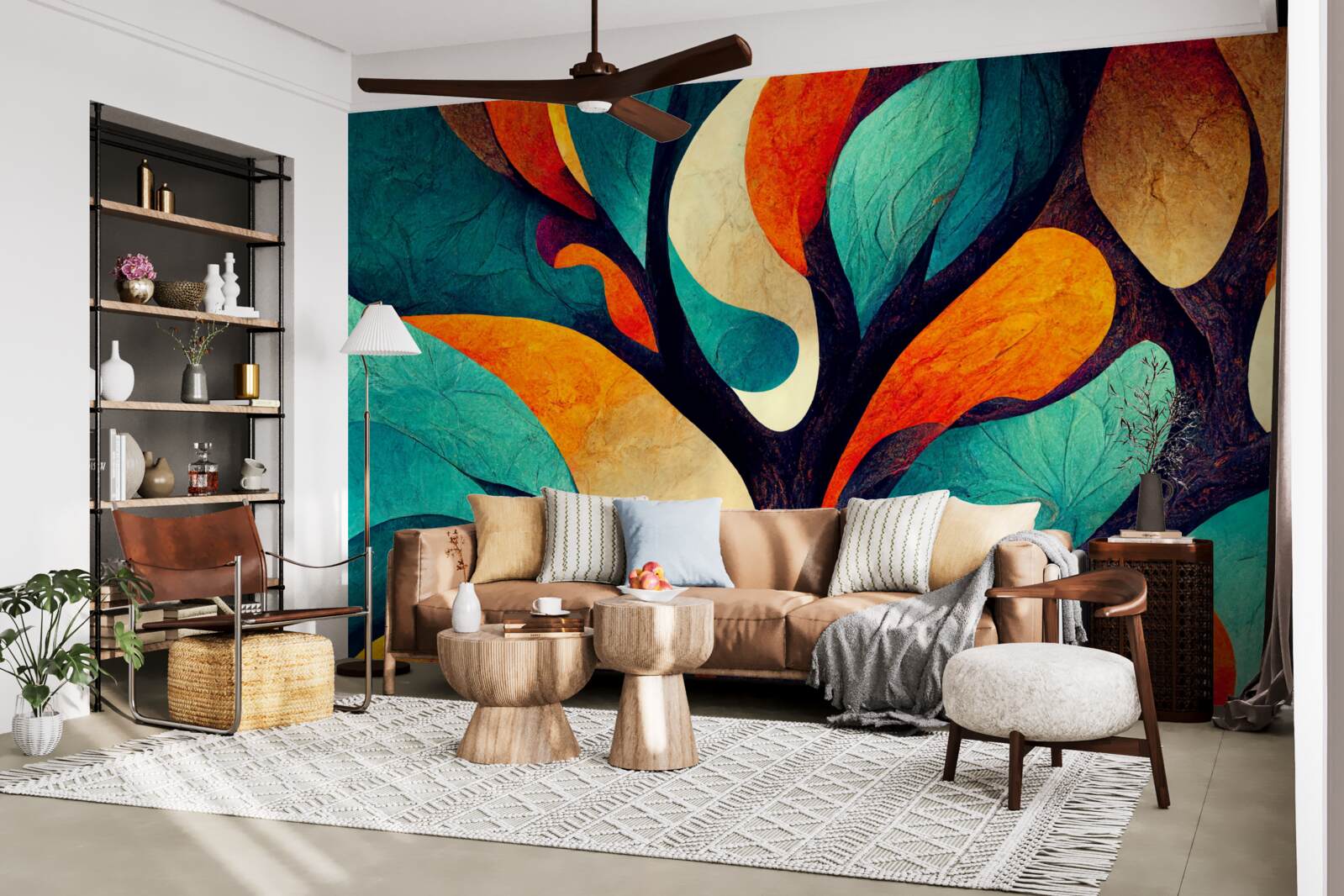 Fototapet abstractizare a unui copac de toamnă pe un câmp