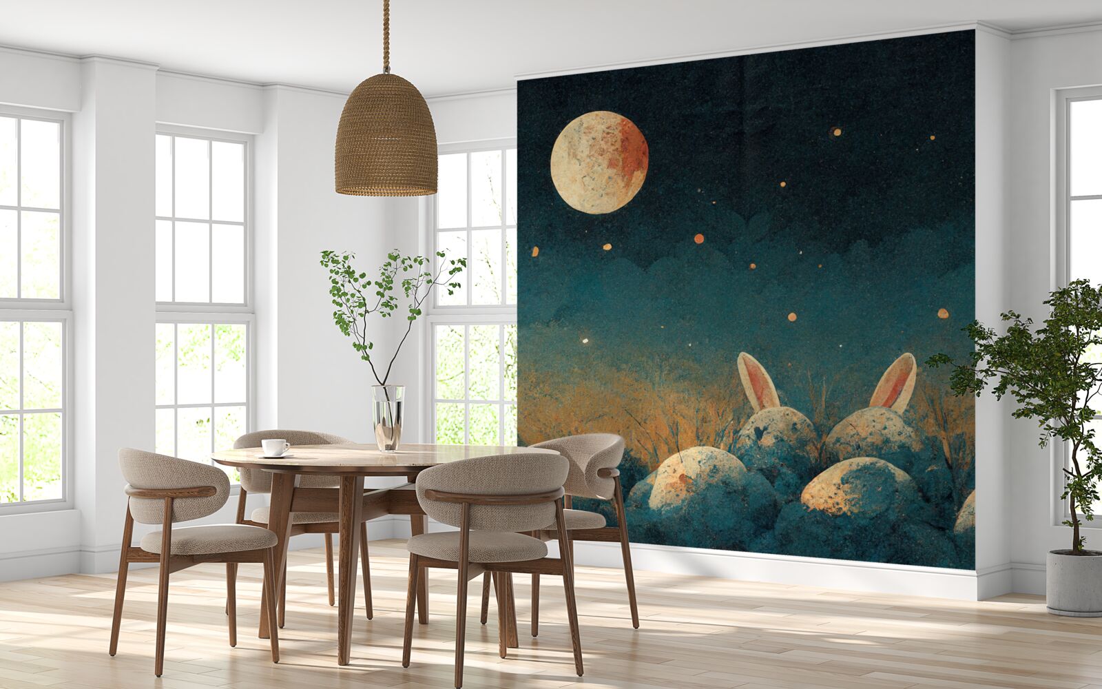 Fototapet în umbrele nopții și în lumina lunii