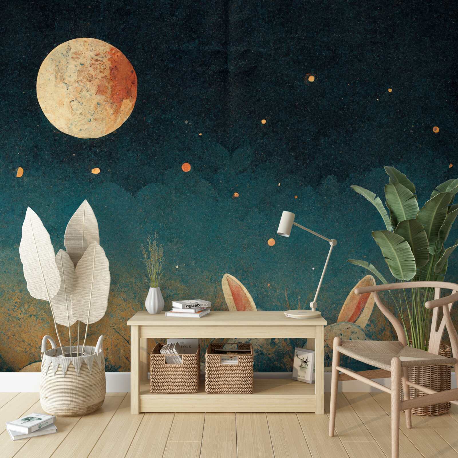 Fototapet în umbrele nopții și în lumina lunii