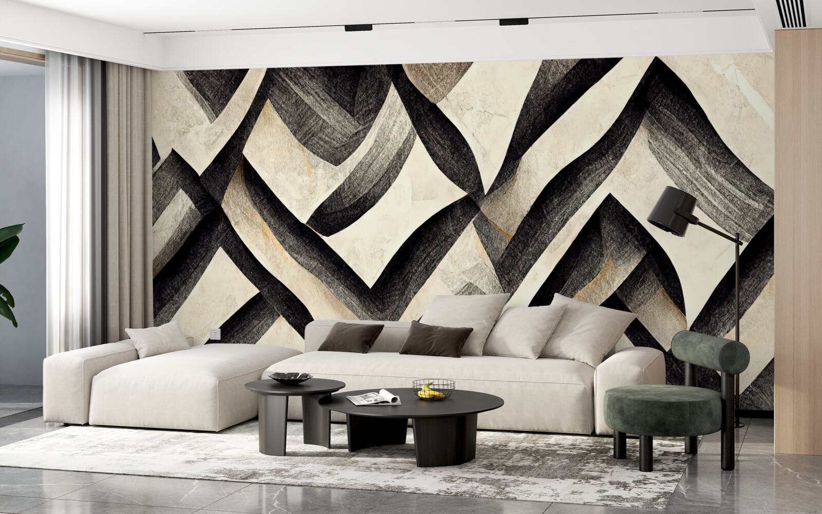 Fototapet munți negri învăluiți în ceață