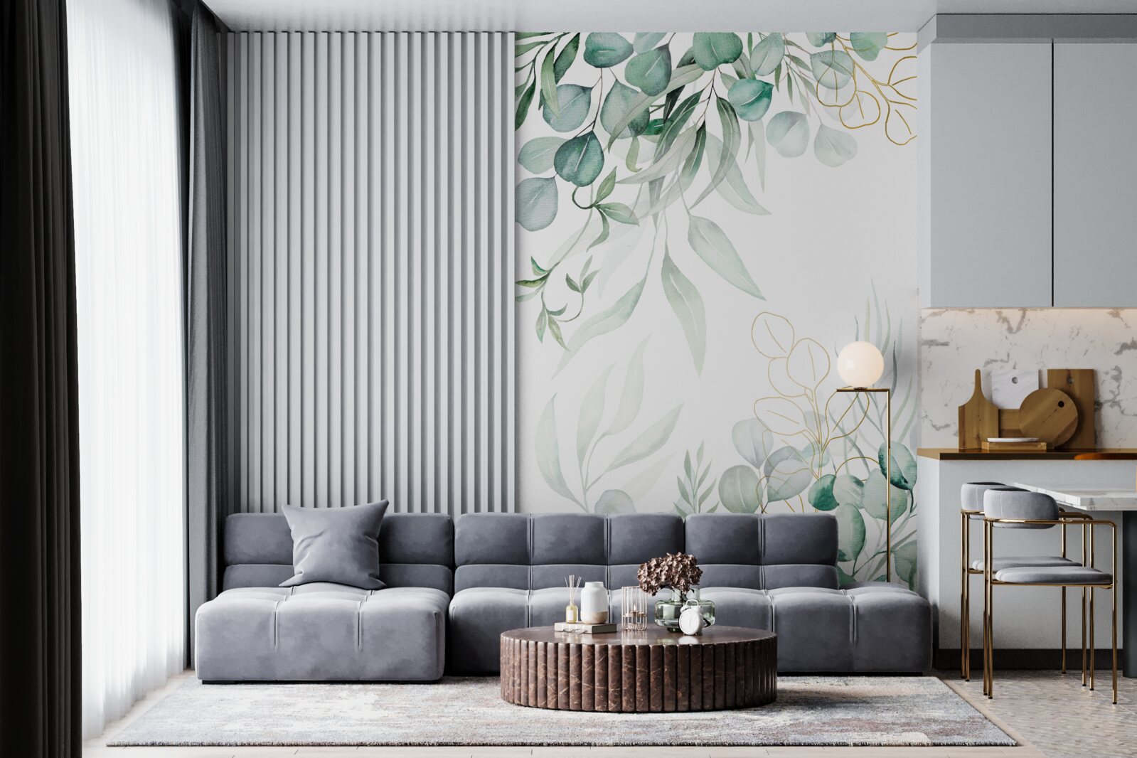 Fototapet frunzele de eucalipt sunt de culoare verde și galbenă