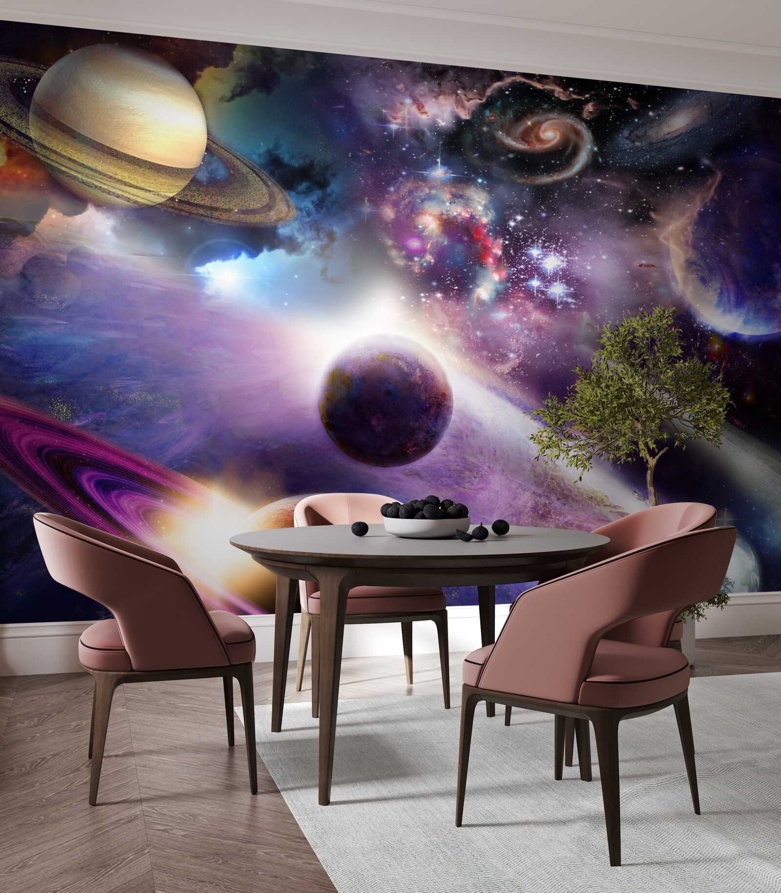 Fototapet spațiul este infinit și plin de planete luminoase