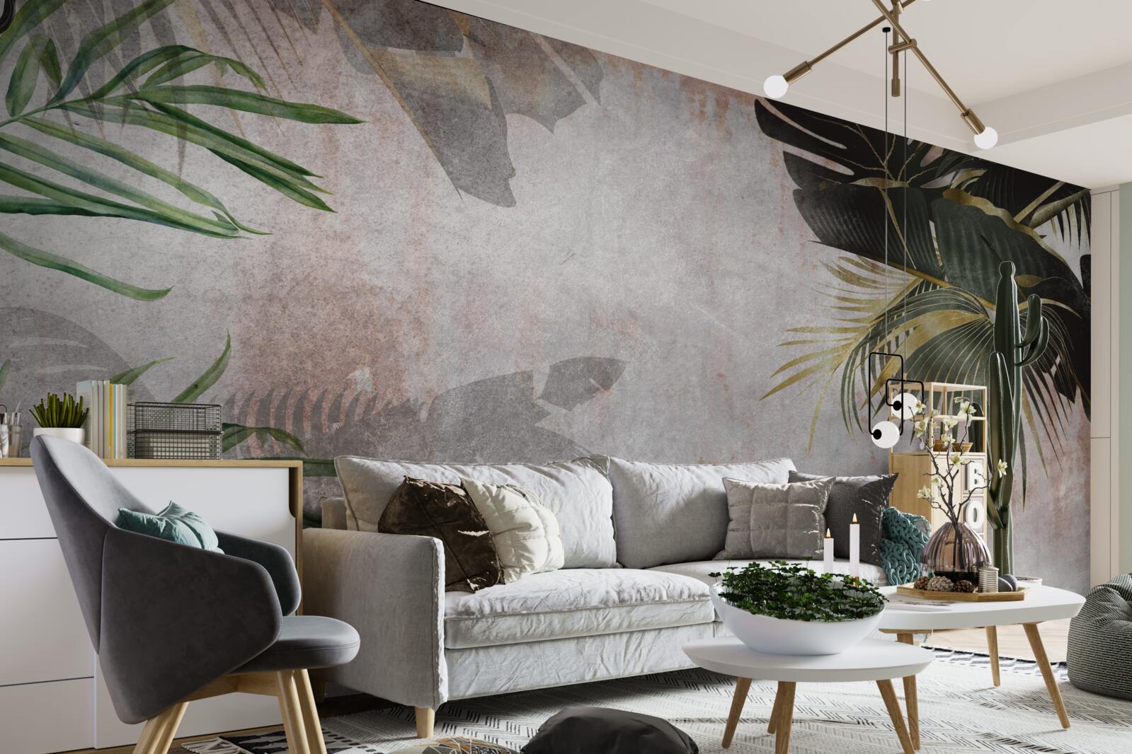 Fototapet junglă cețoasă învelită în frunze