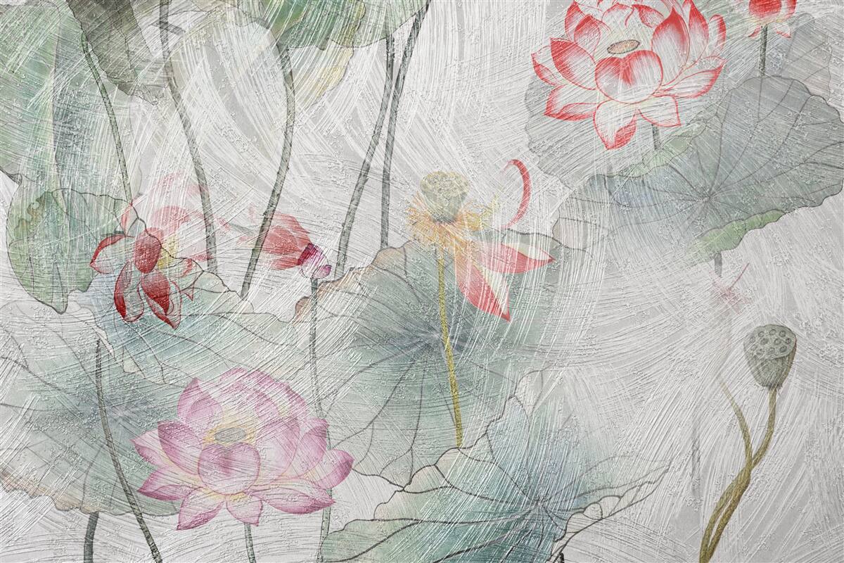 Fototapet flori de mac pictate în acuarelă