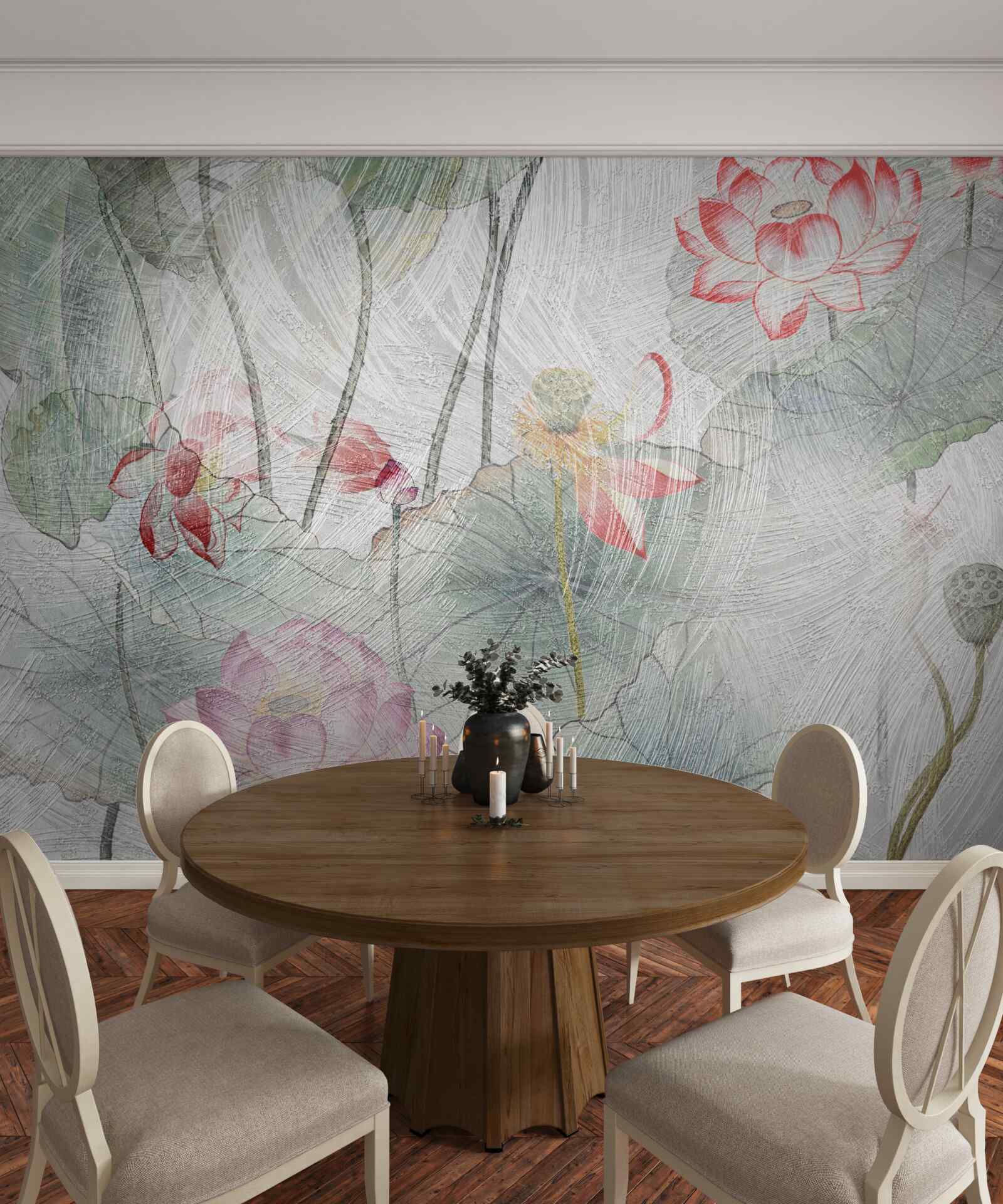 Fototapet flori de mac pictate în acuarelă