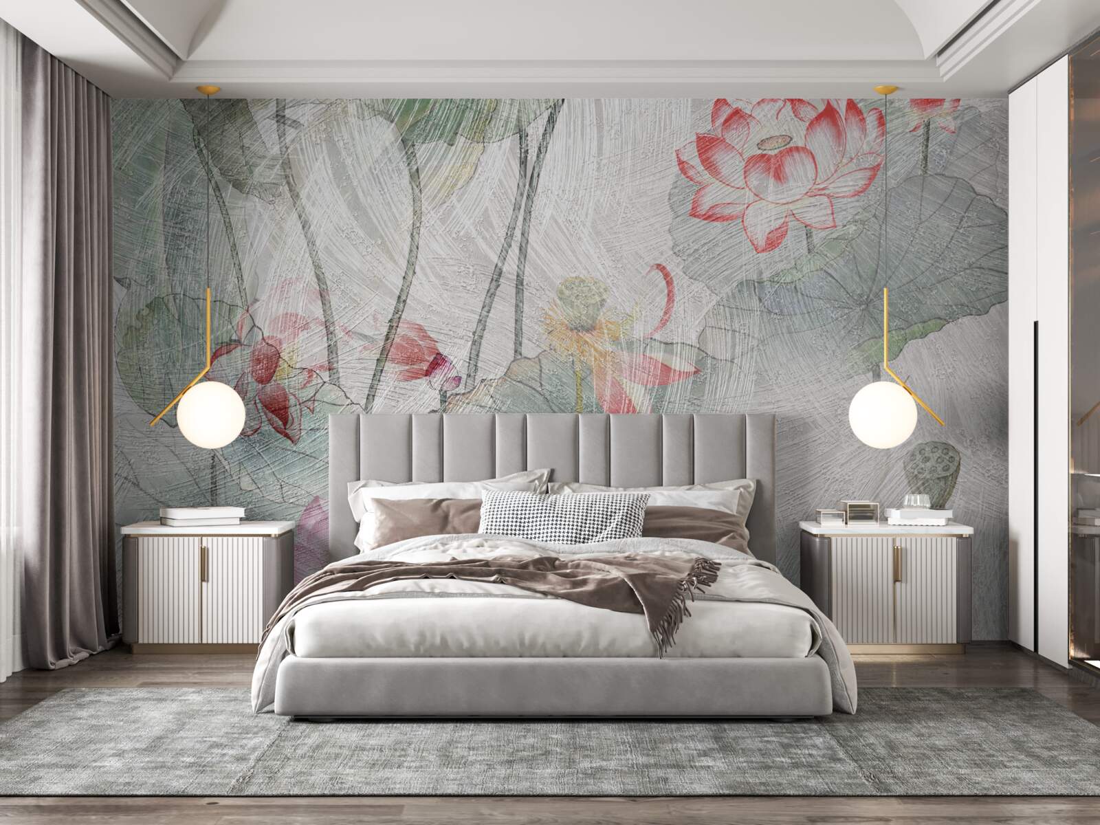 Fototapet flori de mac pictate în acuarelă