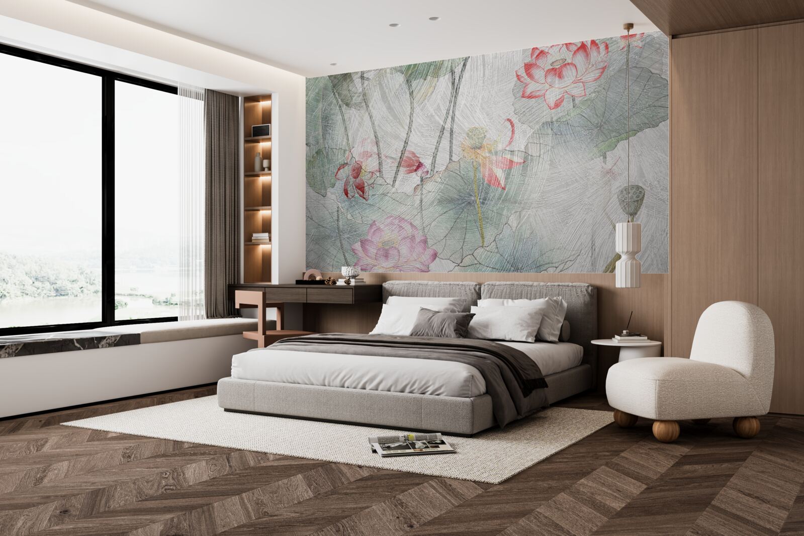 Fototapet flori de mac pictate în acuarelă