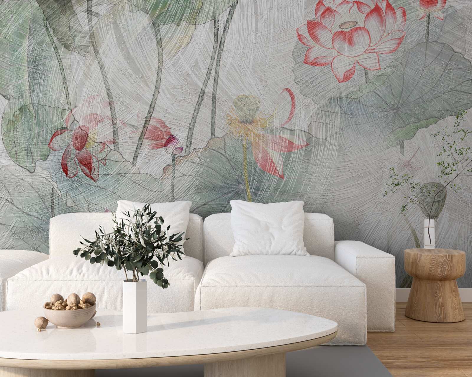 Fototapet flori de mac pictate în acuarelă