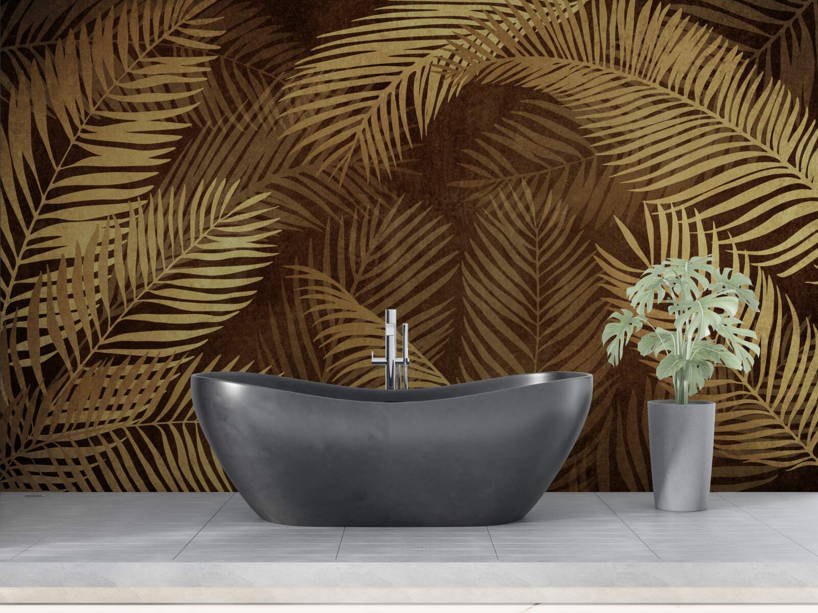 Fototapet frunze de ferigă în maro