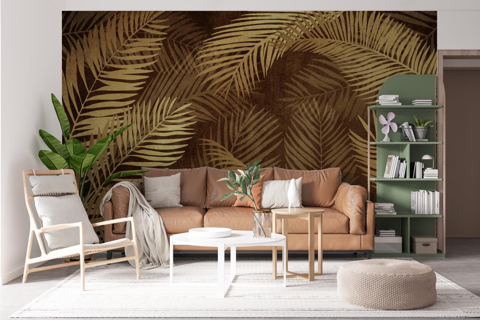 Fototapet frunze de ferigă în maro