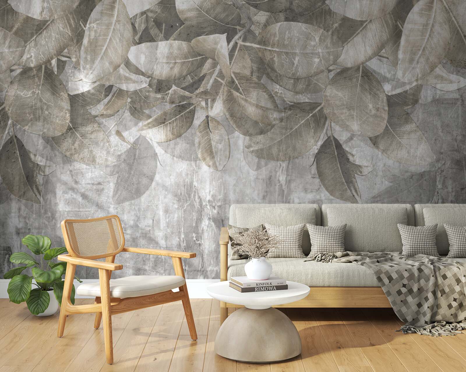 Fototapet frunzele de eucalipt cad la pământ