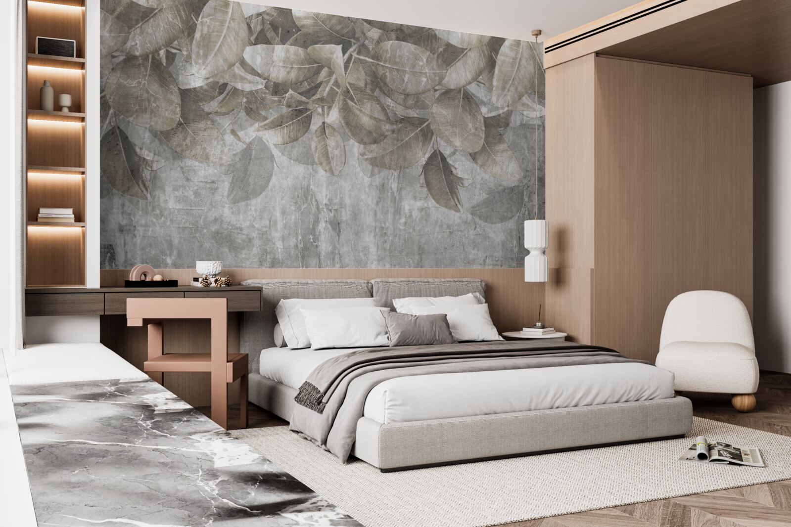 Fototapet frunzele de eucalipt cad la pământ