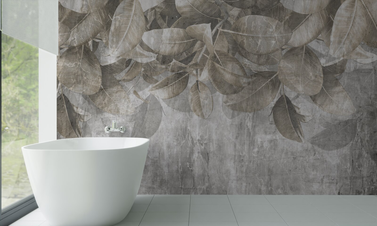 Fototapet frunzele de eucalipt cad la pământ