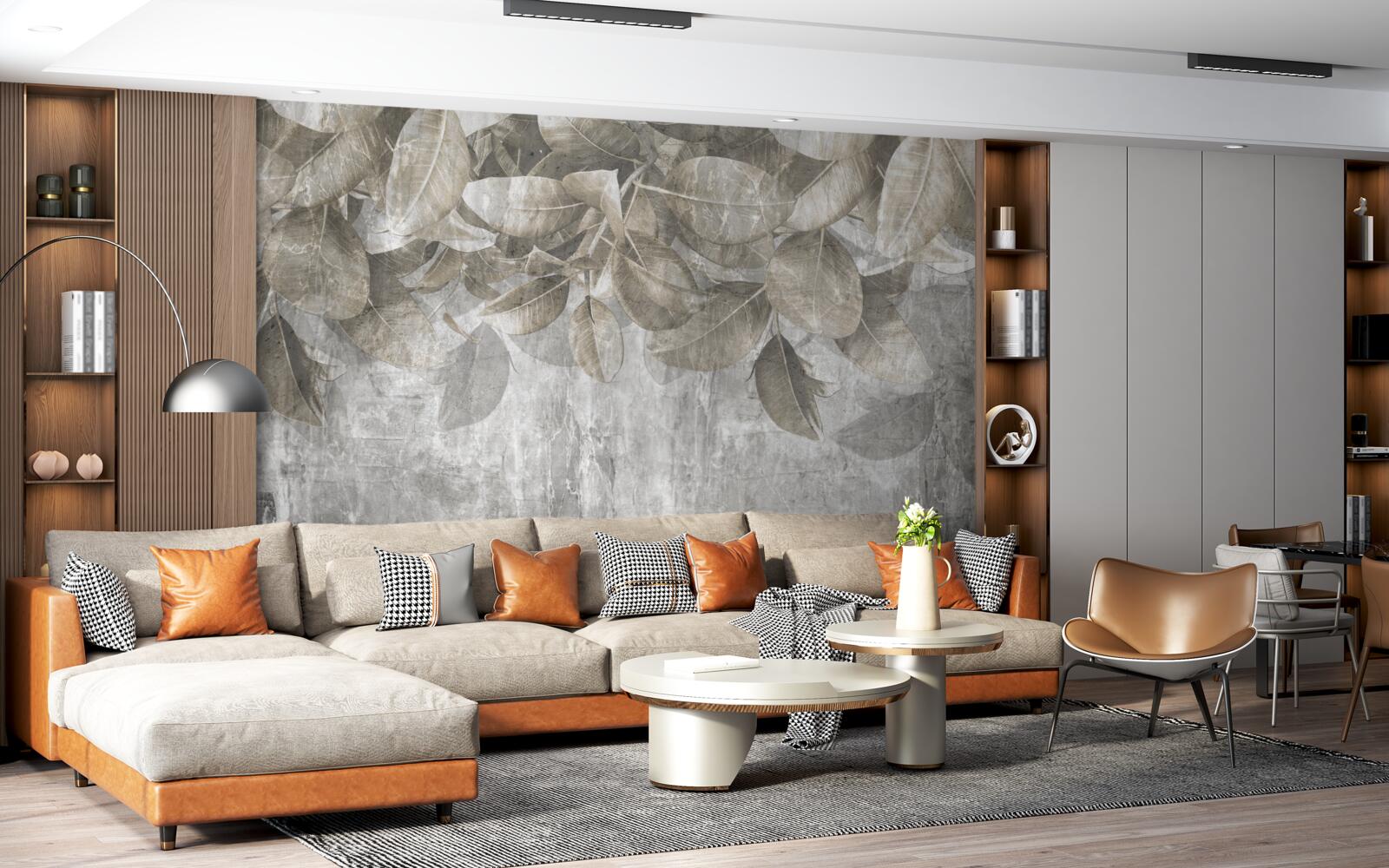 Fototapet frunzele de eucalipt cad la pământ