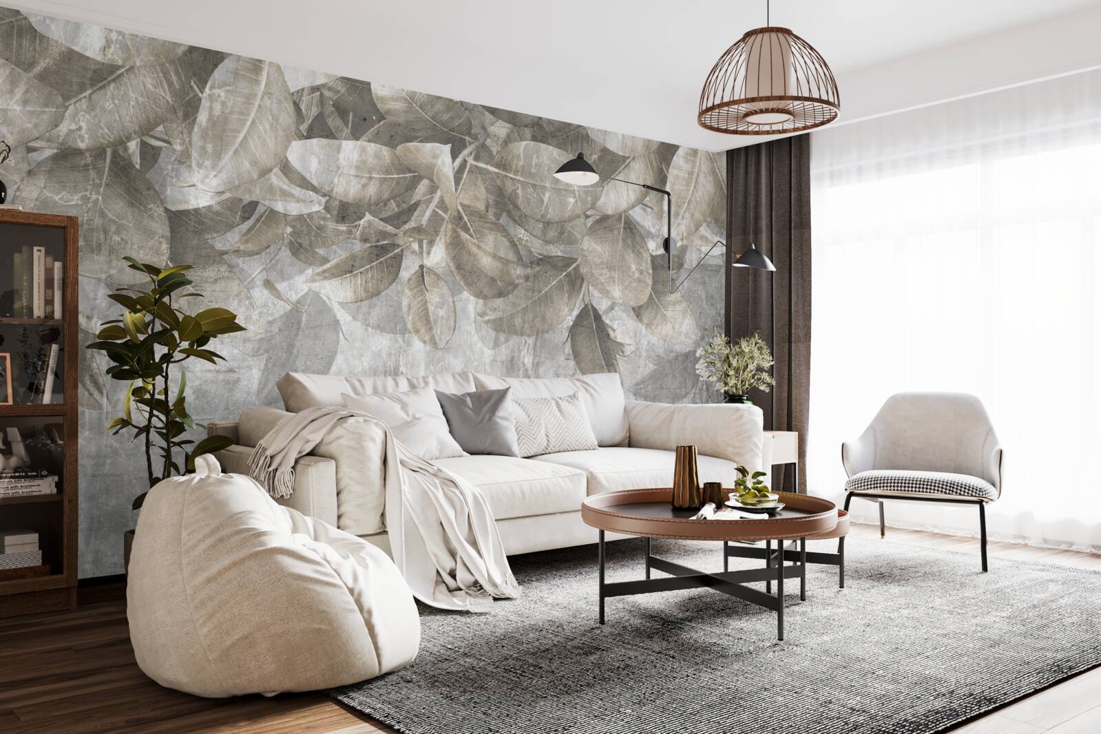 Fototapet frunzele de eucalipt cad la pământ