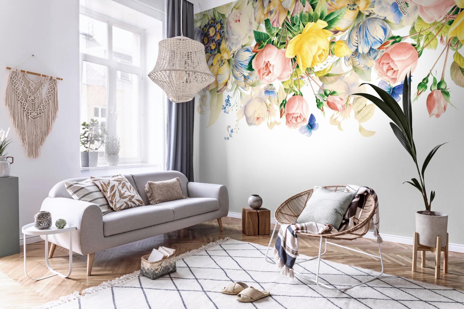 Fototapet compoziție frumoasă de flori și muguri