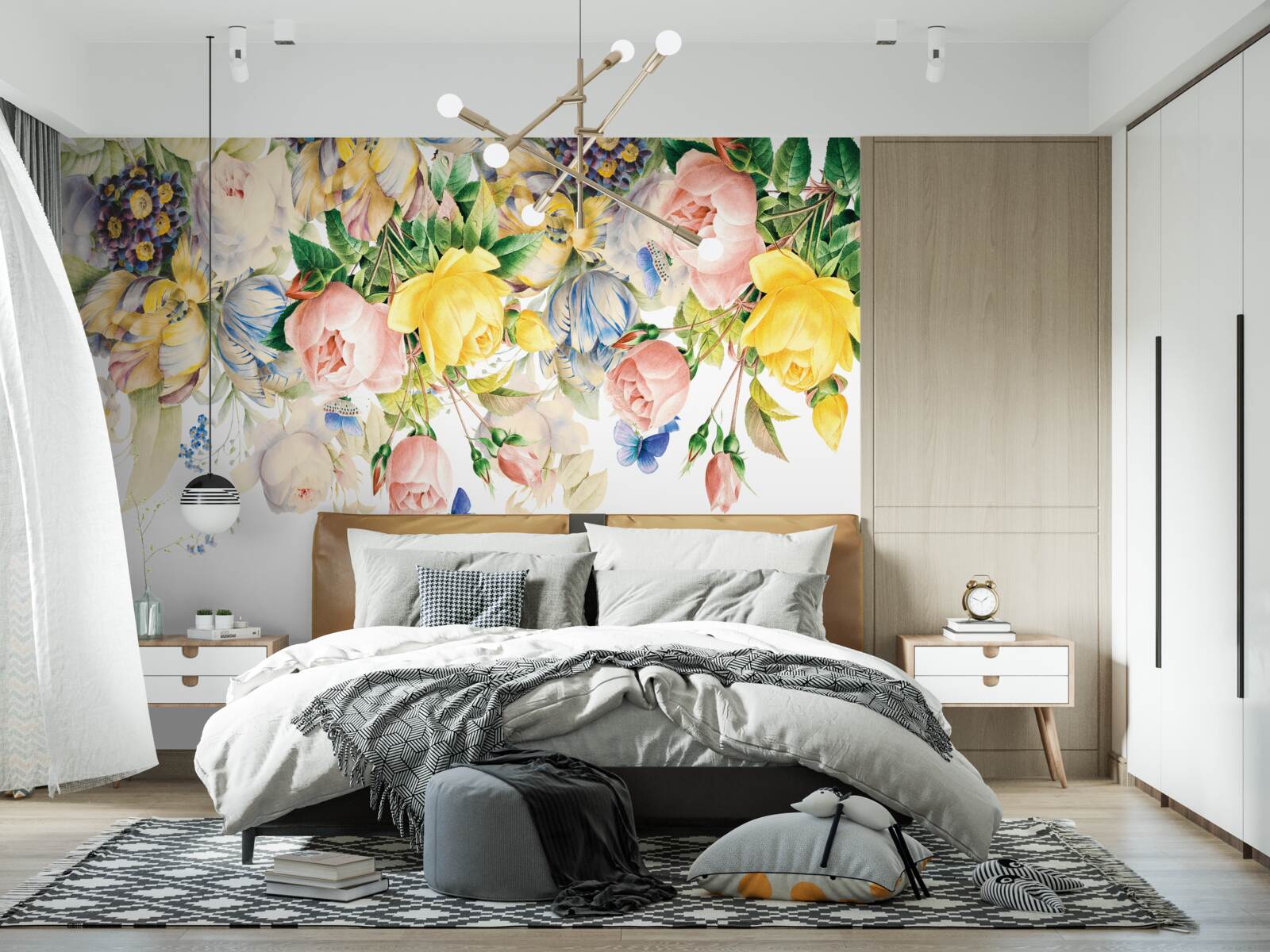 Fototapet compoziție frumoasă de flori și muguri