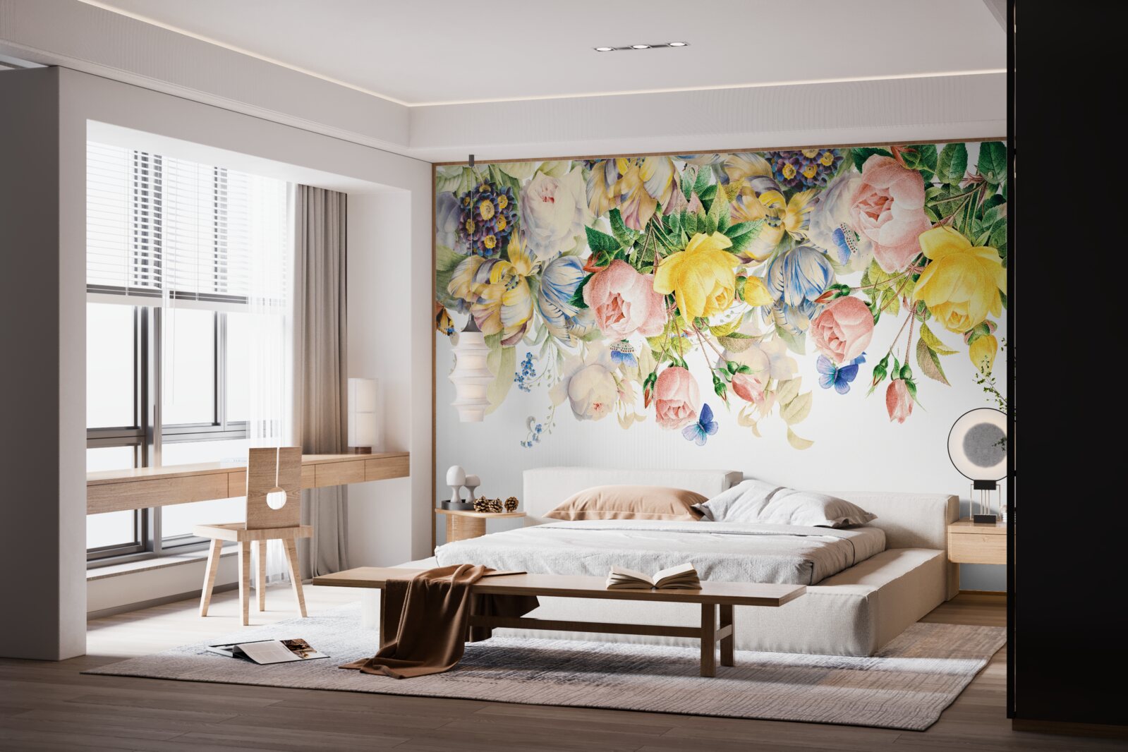 Fototapet compoziție frumoasă de flori și muguri