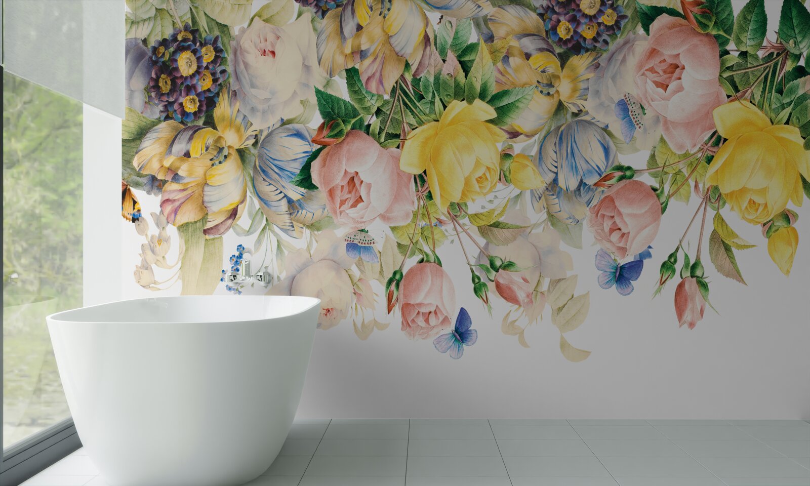 Fototapet compoziție frumoasă de flori și muguri