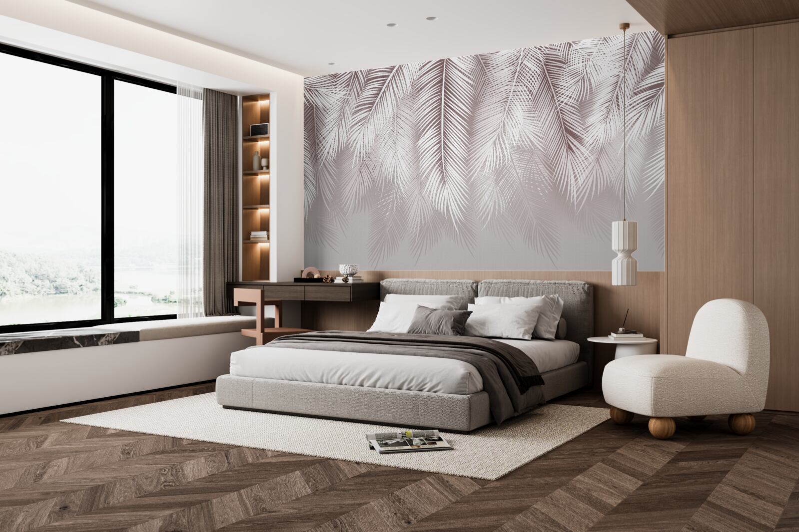 Fototapet Penele albe ca zăpada coboară încet