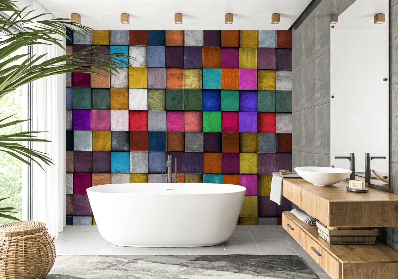 Fototapet pătrate multicolore saturate