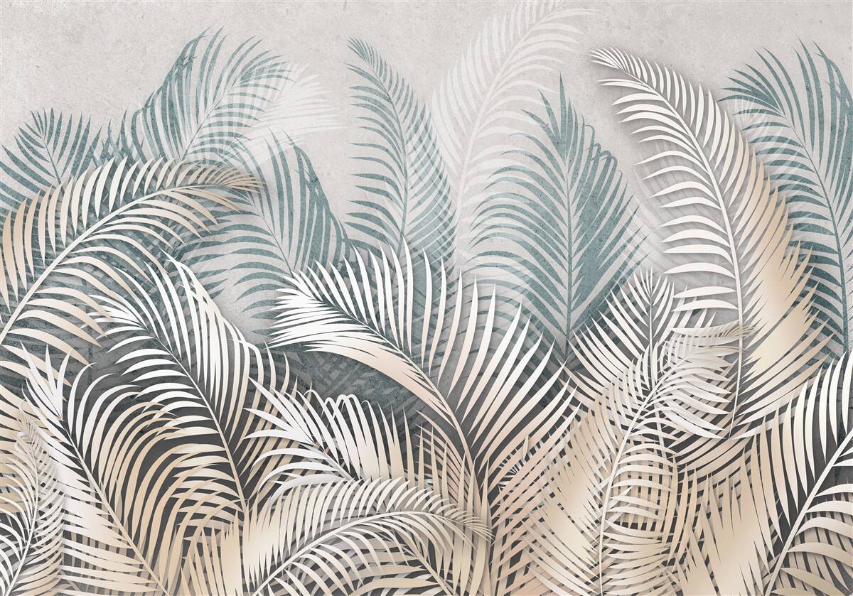 Fototapet frunze de ferigă în nuanțe de maro și verde