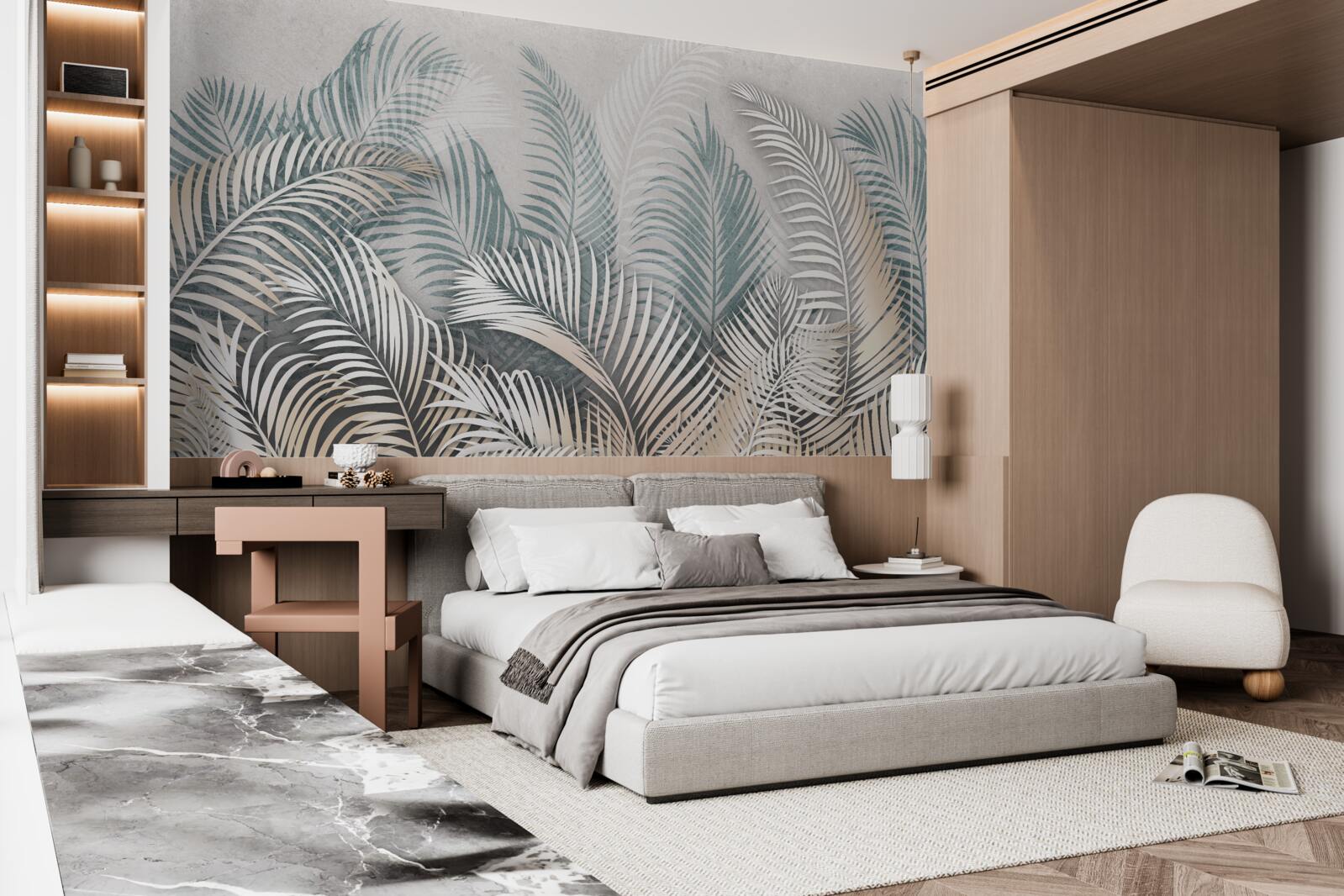 Fototapet frunze de ferigă în nuanțe de maro și verde