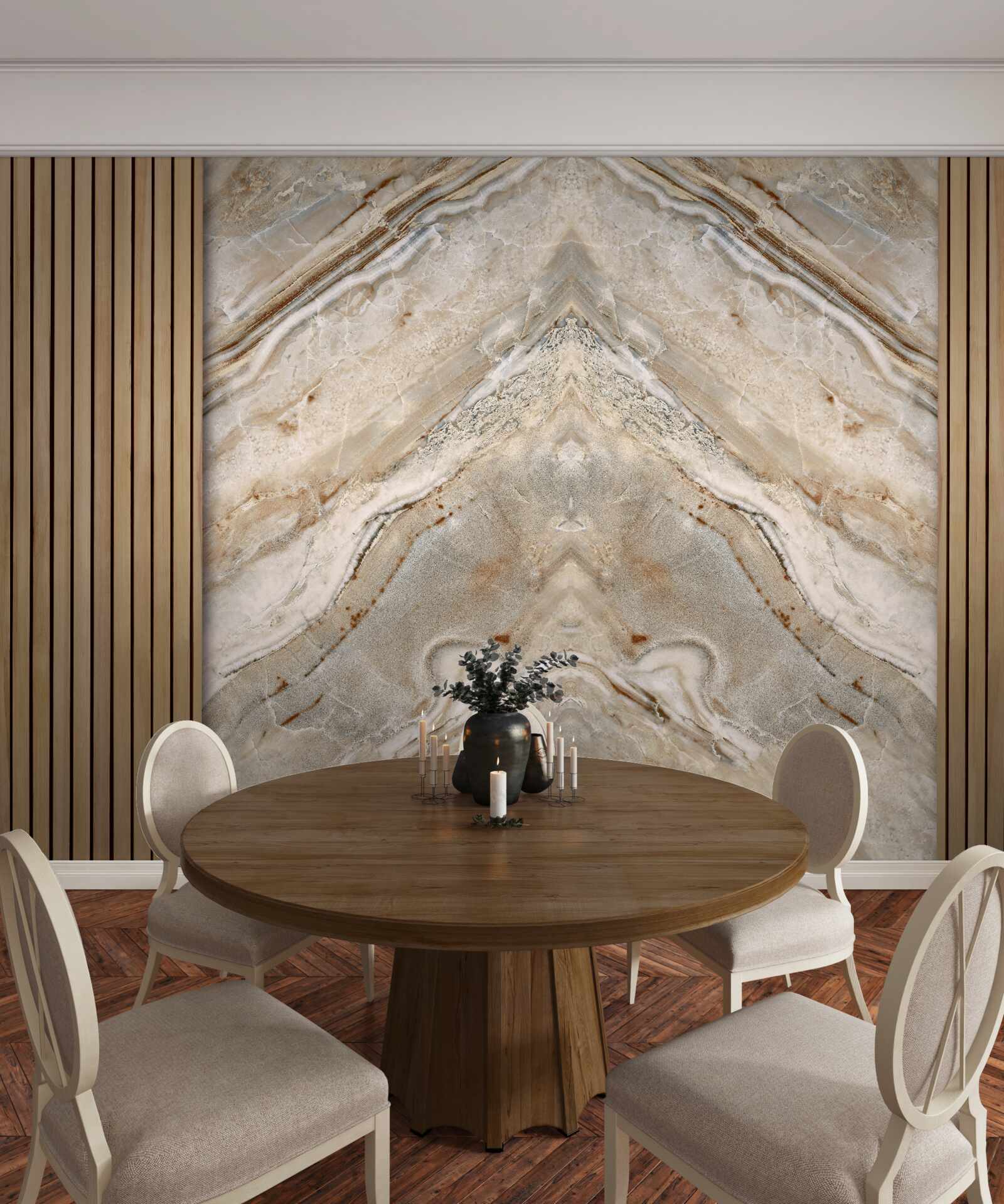 Fototapet lemn vertical cu marmură ușoară