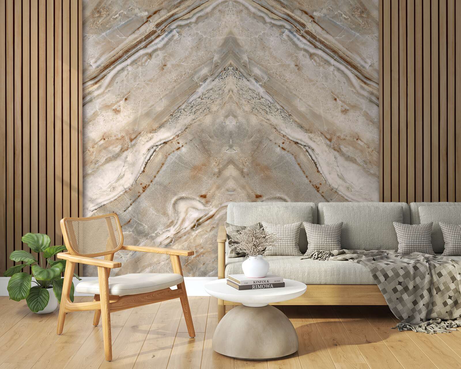 Fototapet lemn vertical cu marmură ușoară