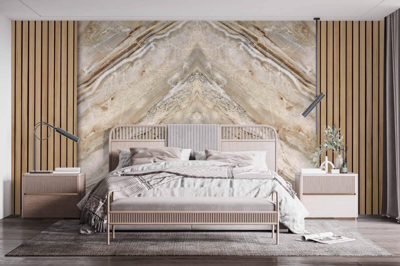 Fototapet lemn vertical cu marmură ușoară