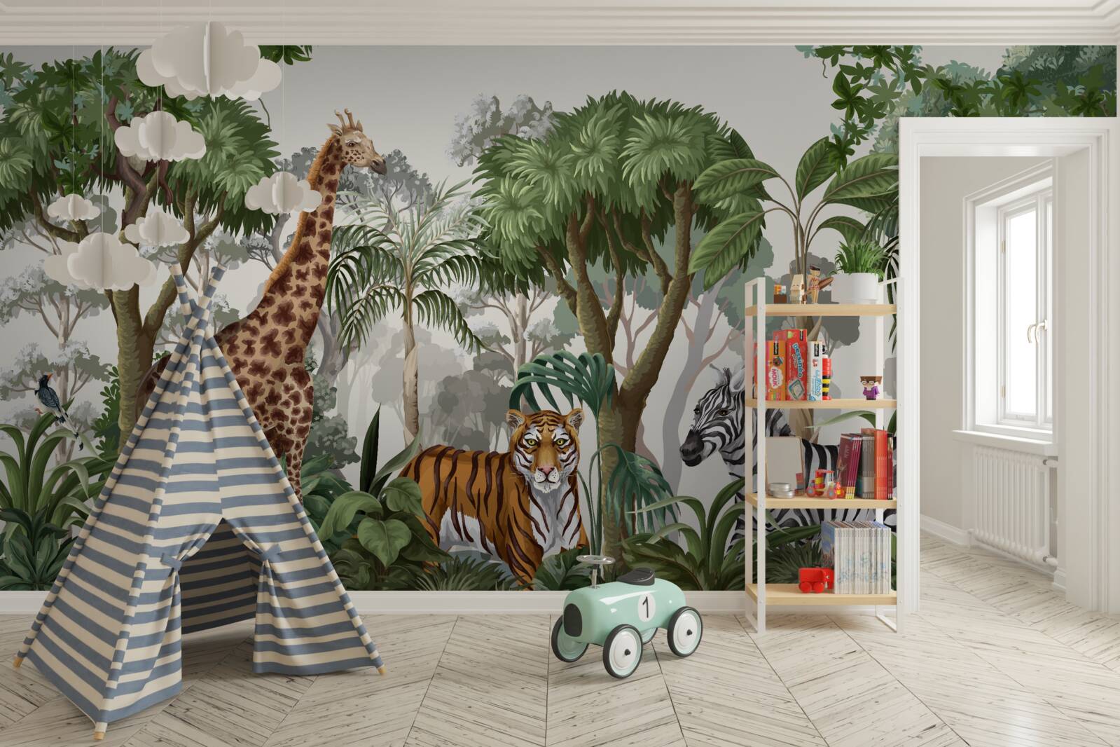 Fototapet animale din africa într-un mediu forestier