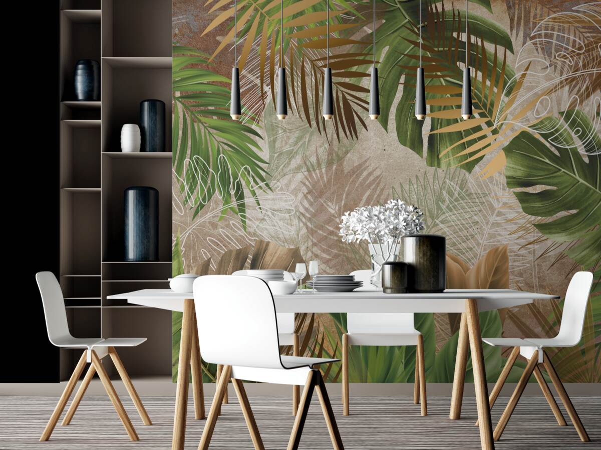 Fototapet lame mari de frunze din pădurile tropicale