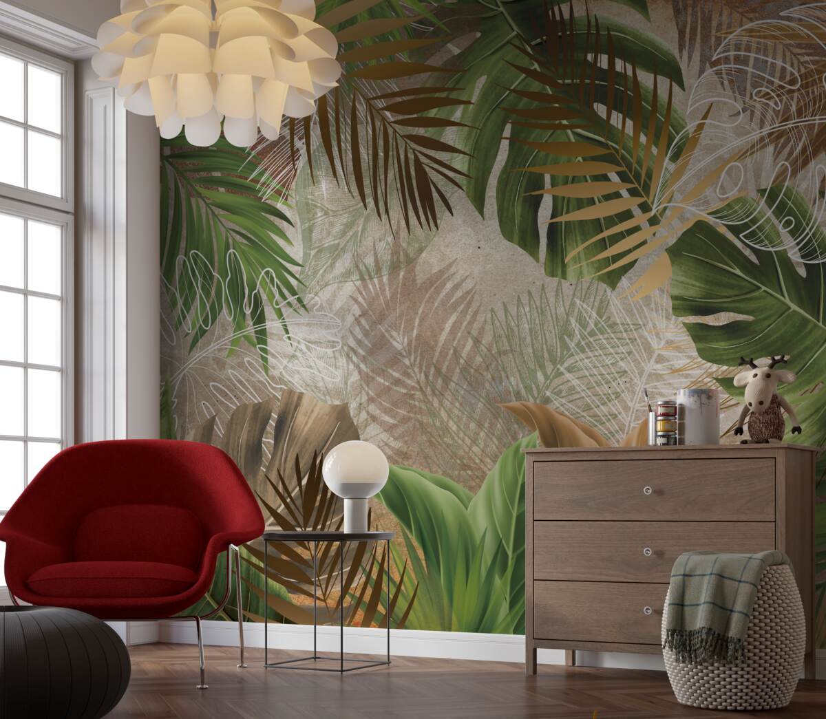 Fototapet lame mari de frunze din pădurile tropicale