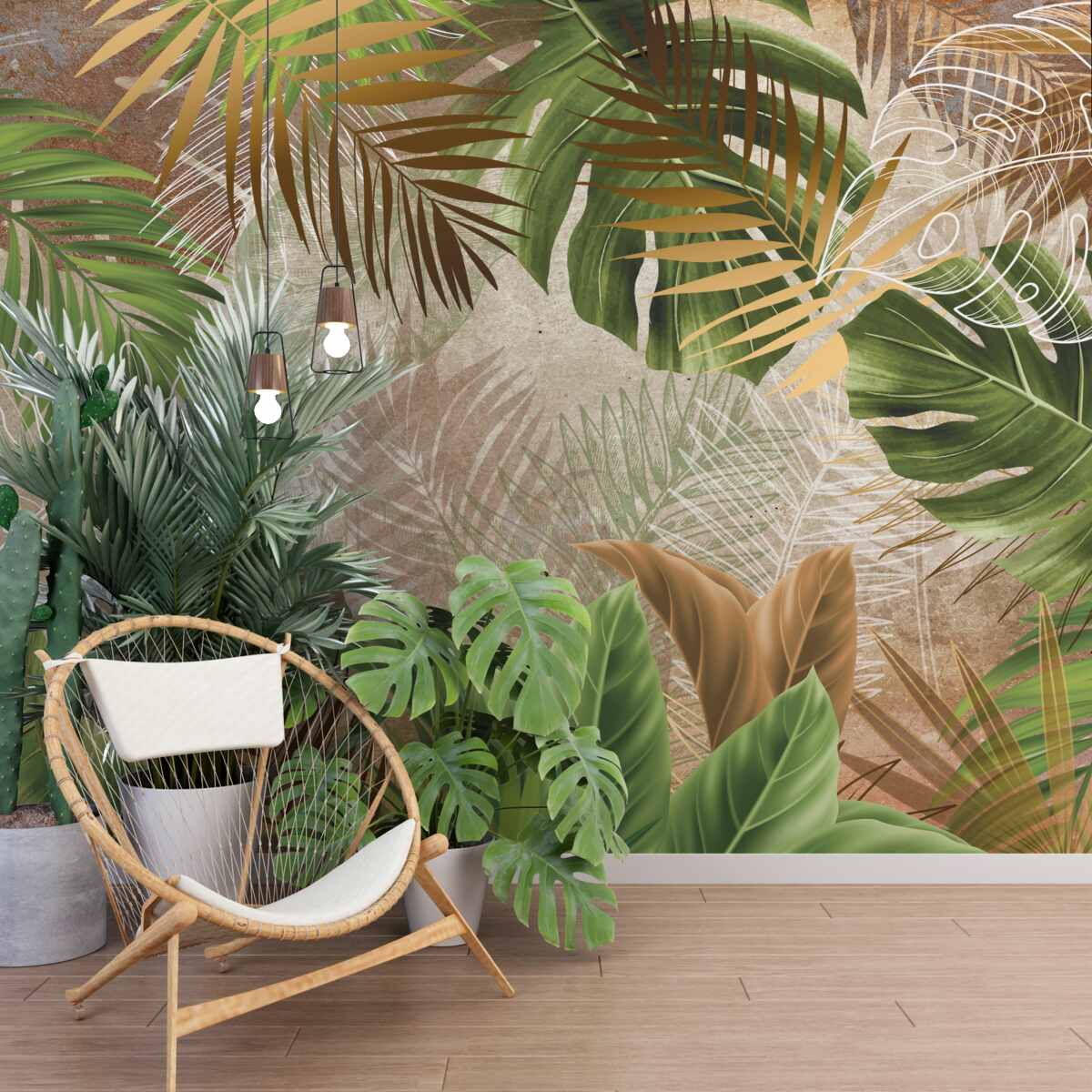 Fototapet lame mari de frunze din pădurile tropicale