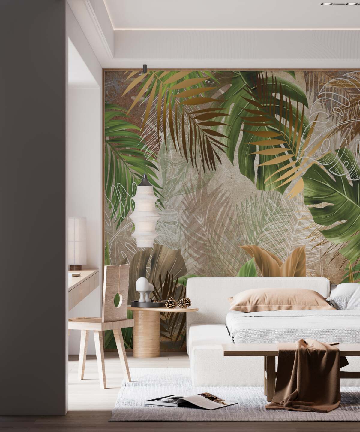 Fototapet lame mari de frunze din pădurile tropicale