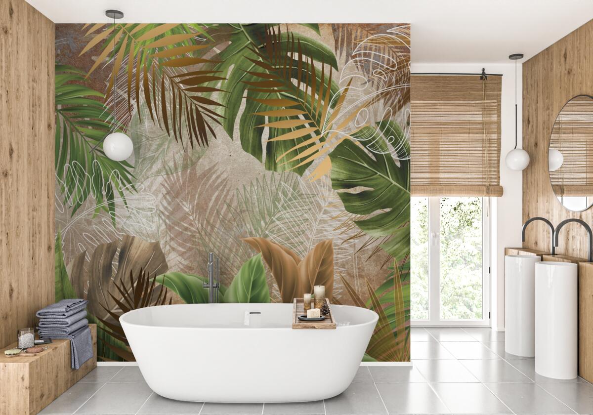 Fototapet lame mari de frunze din pădurile tropicale