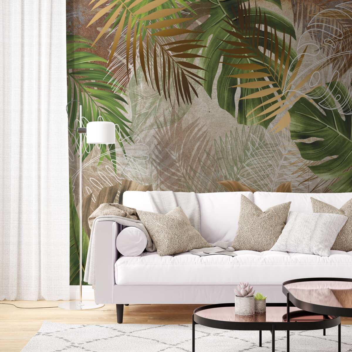 Fototapet lame mari de frunze din pădurile tropicale