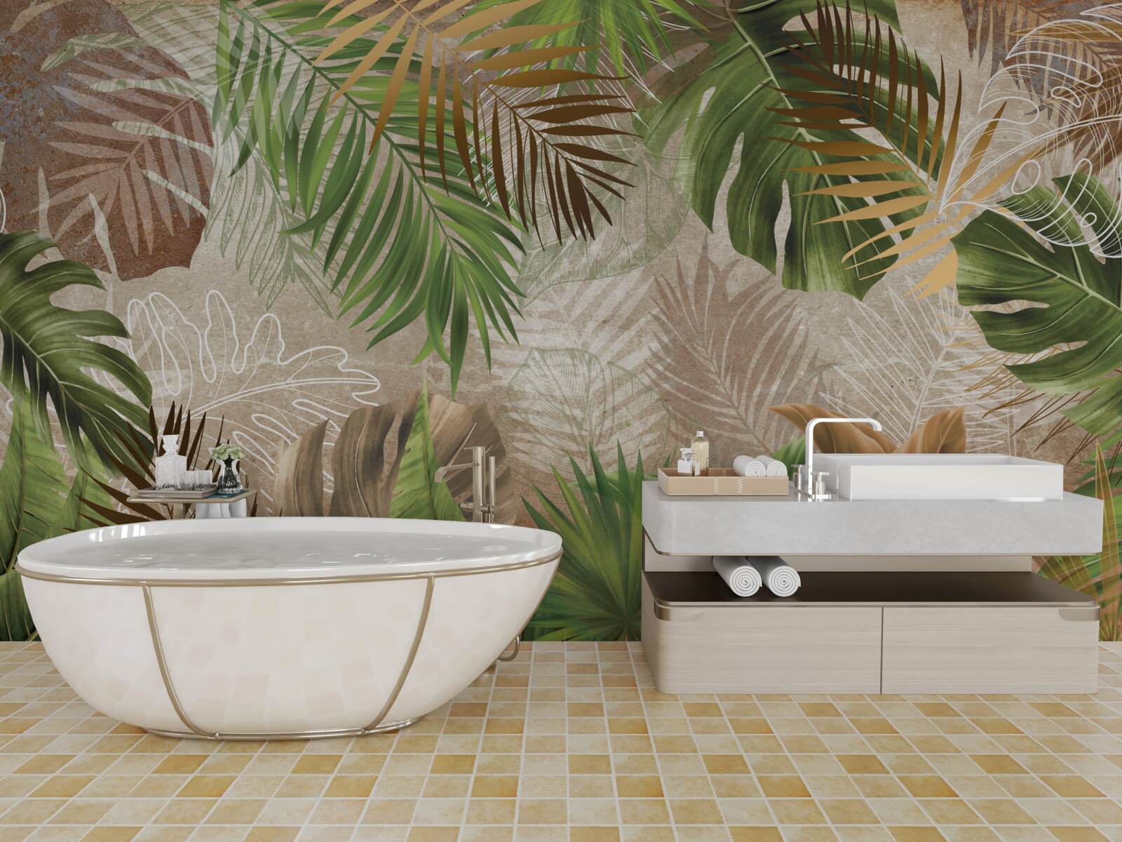 Fototapet varietate de ferigi verzi