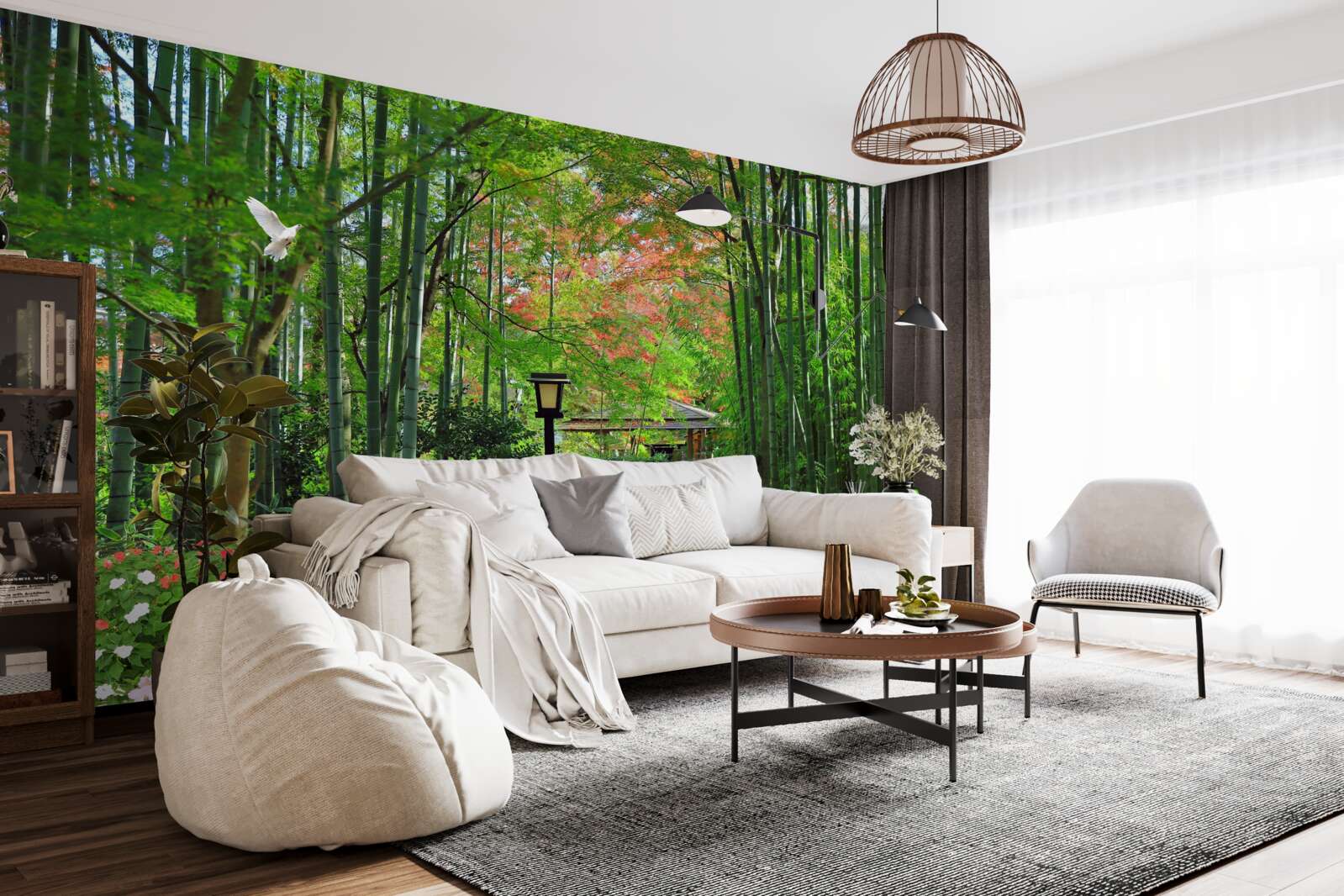 Fototapet fotografie a unei păduri cu verdeață și o cărare