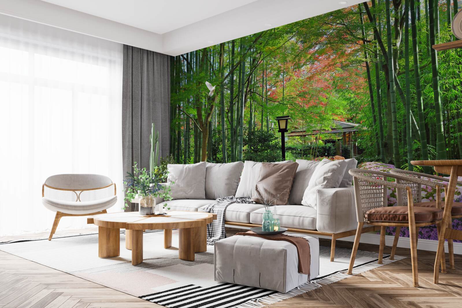 Fototapet fotografie a unei păduri cu verdeață și o cărare