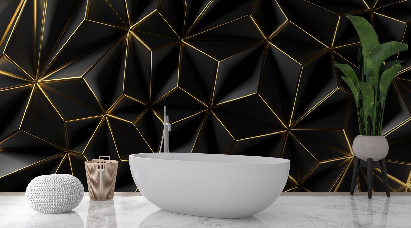 Fototapet figuri negre realizate din aur voluminos