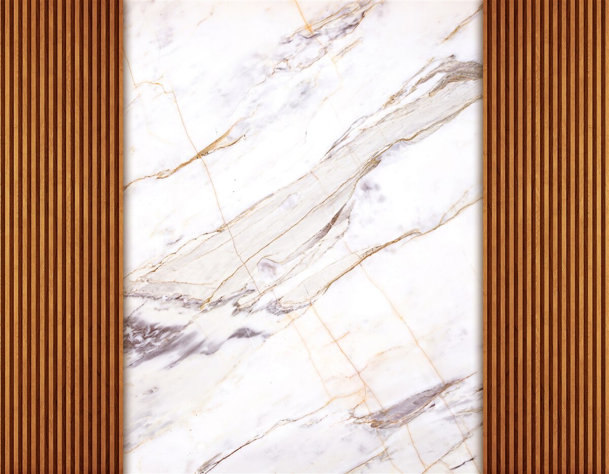 Fototapet lemn decorat cu marmură albă