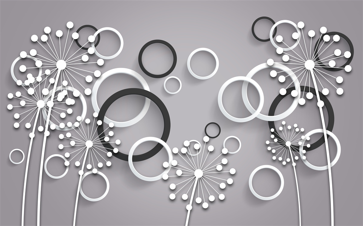 Fototapet cercuri gri și lăptișor de matcă