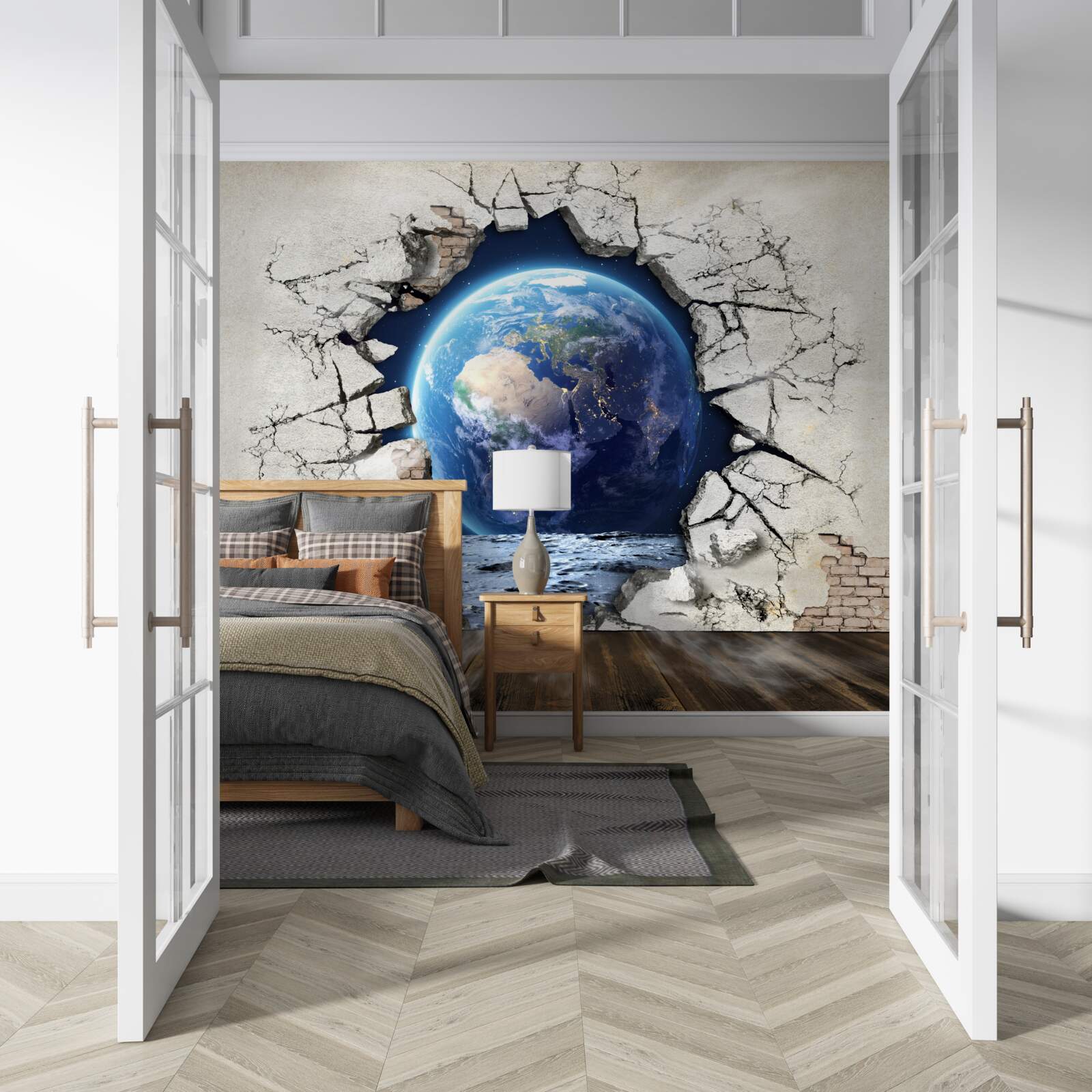 Fototapet planeta din spatele zidului
