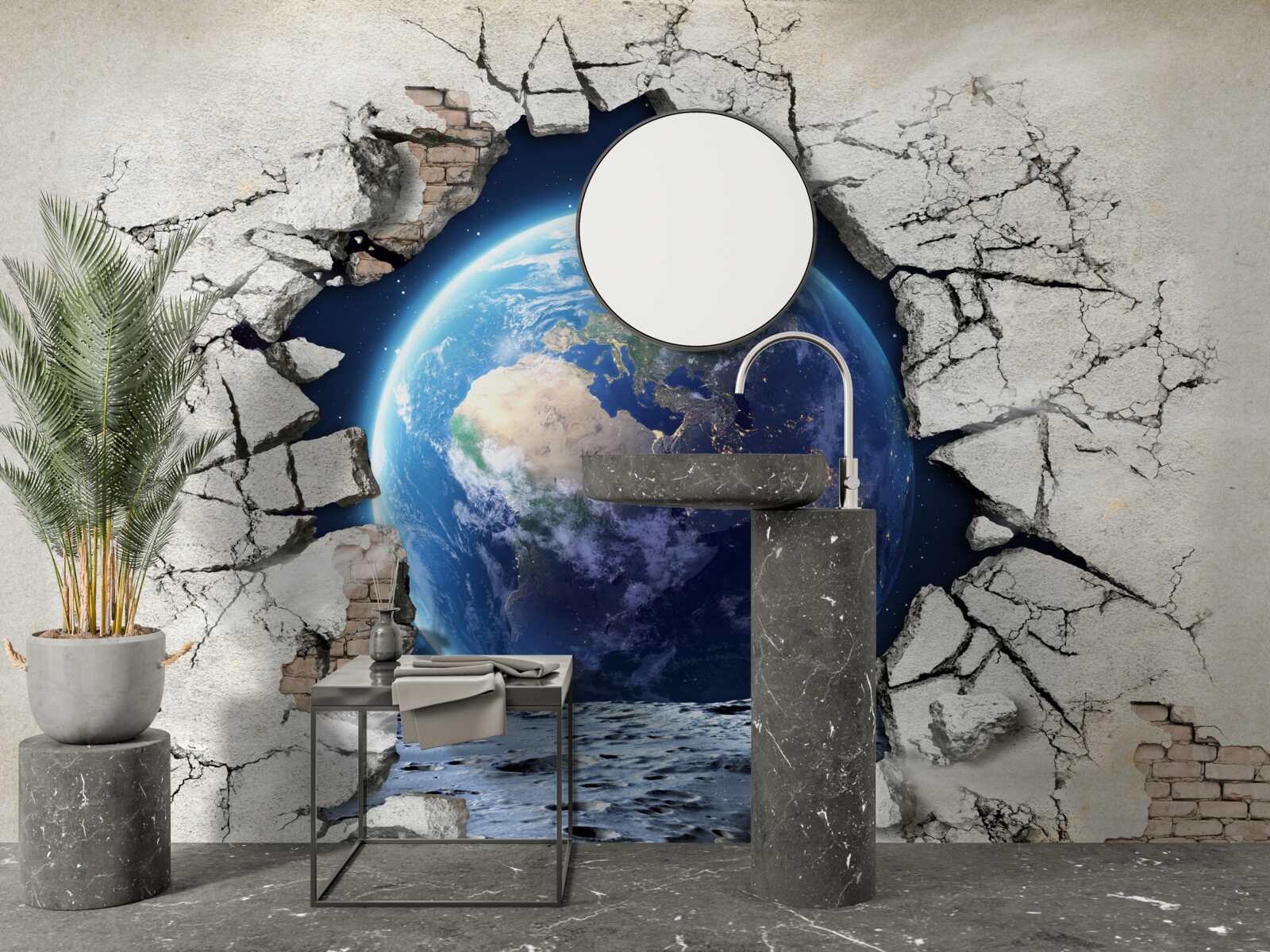 Fototapet planeta din spatele zidului
