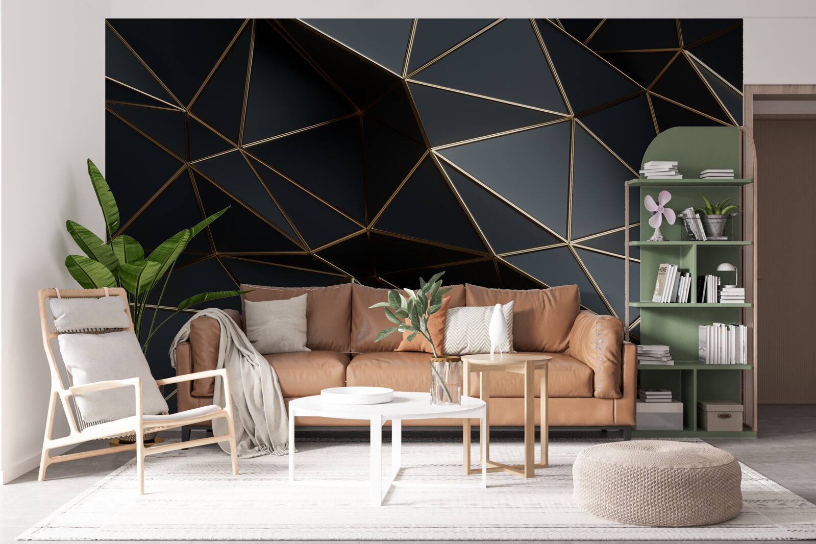 Fototapet obiecte 3d negru și auriu