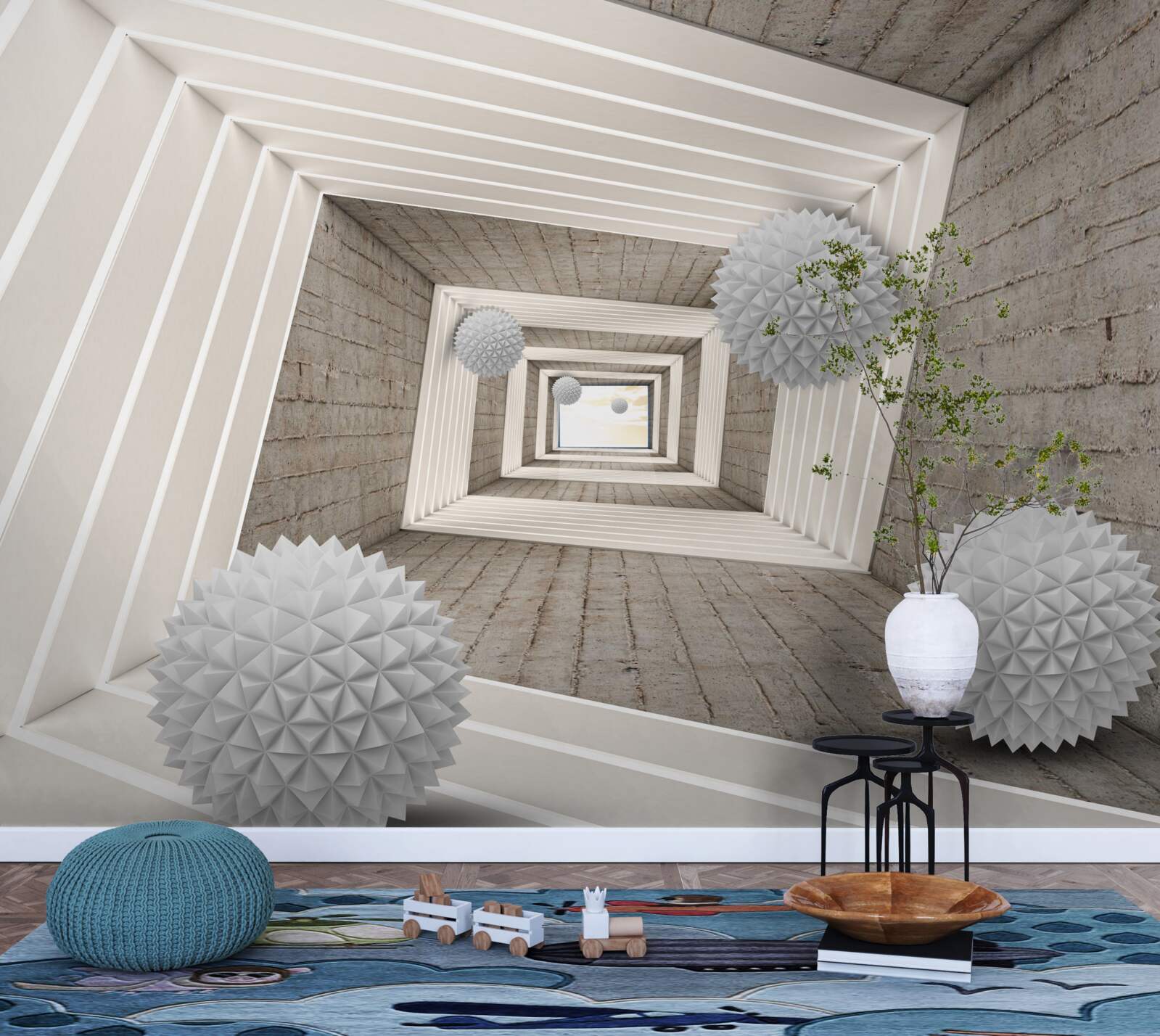 Fototapet tunel cu bile fără sfârșit